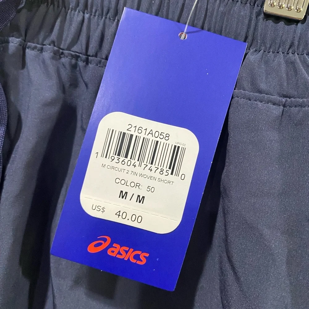New With Tags ASICS Navy MCircuit2 7” Performance Tennis Shorts Sz Medium